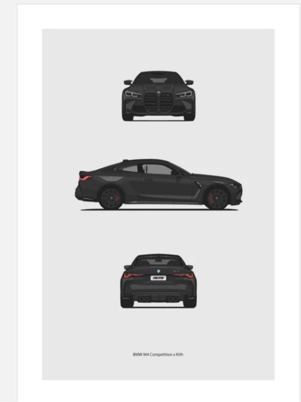 Kith BMW M4 Black Minimalist Car Silhouette Poster art new in box rare collab
